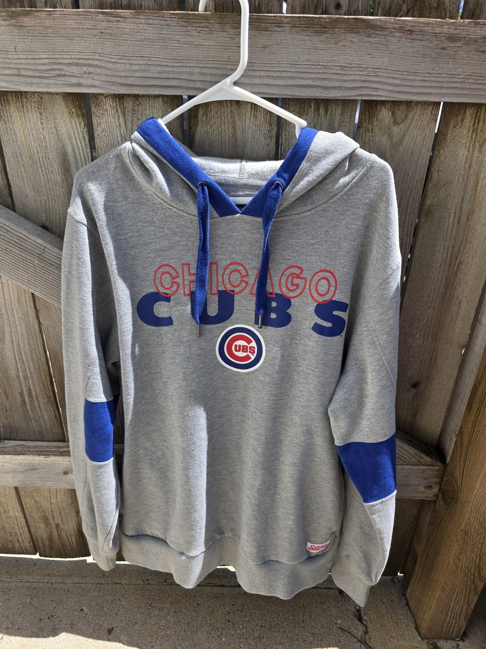Stitches Gray and Blue Chicago Cubs Hoodie